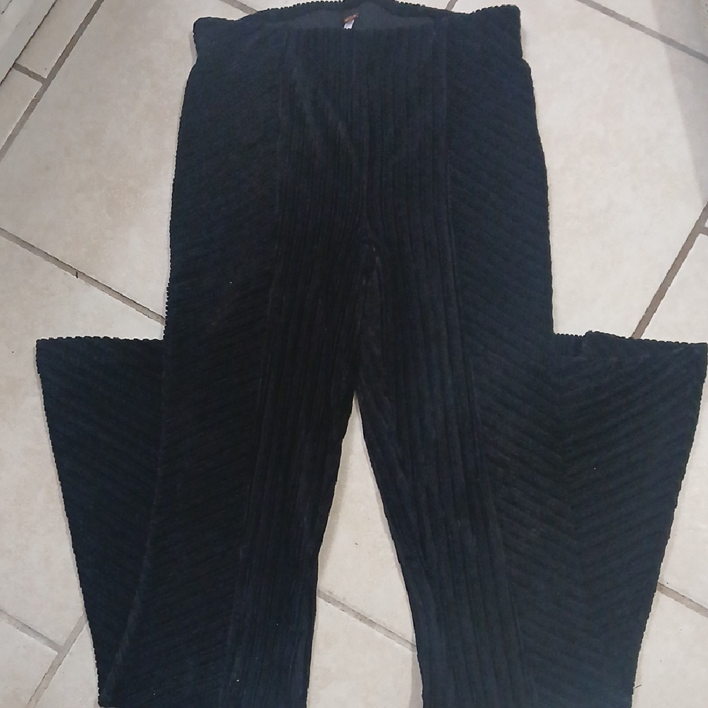 FREE PEOPLE Womens Size XS Ribbed Black Corduroy Wide Leg Pants